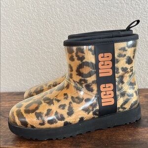 UGG cheetah print waterproof rain boots